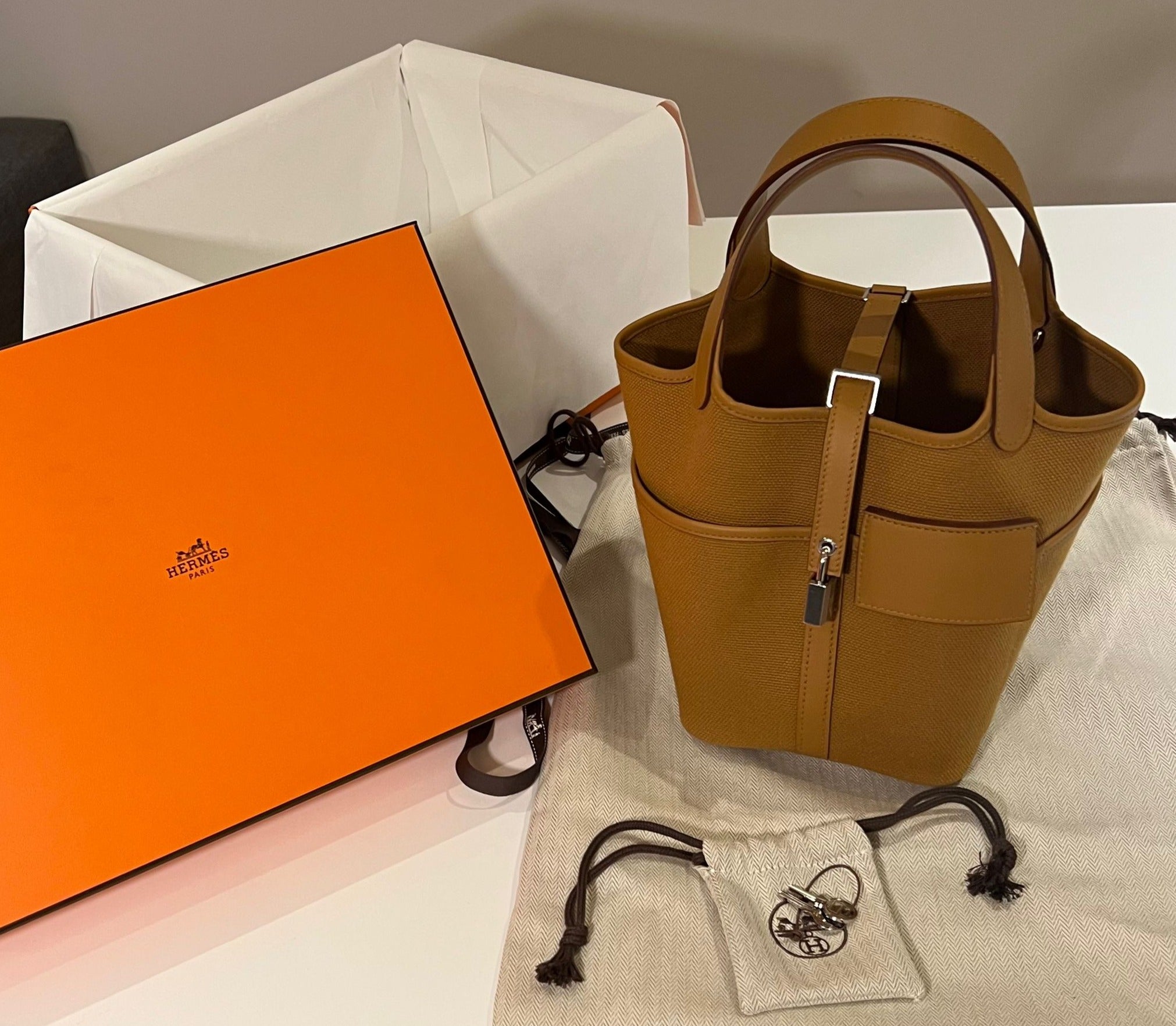 Hermès Picotin Cargo 18cm Sesame Canvas PHW