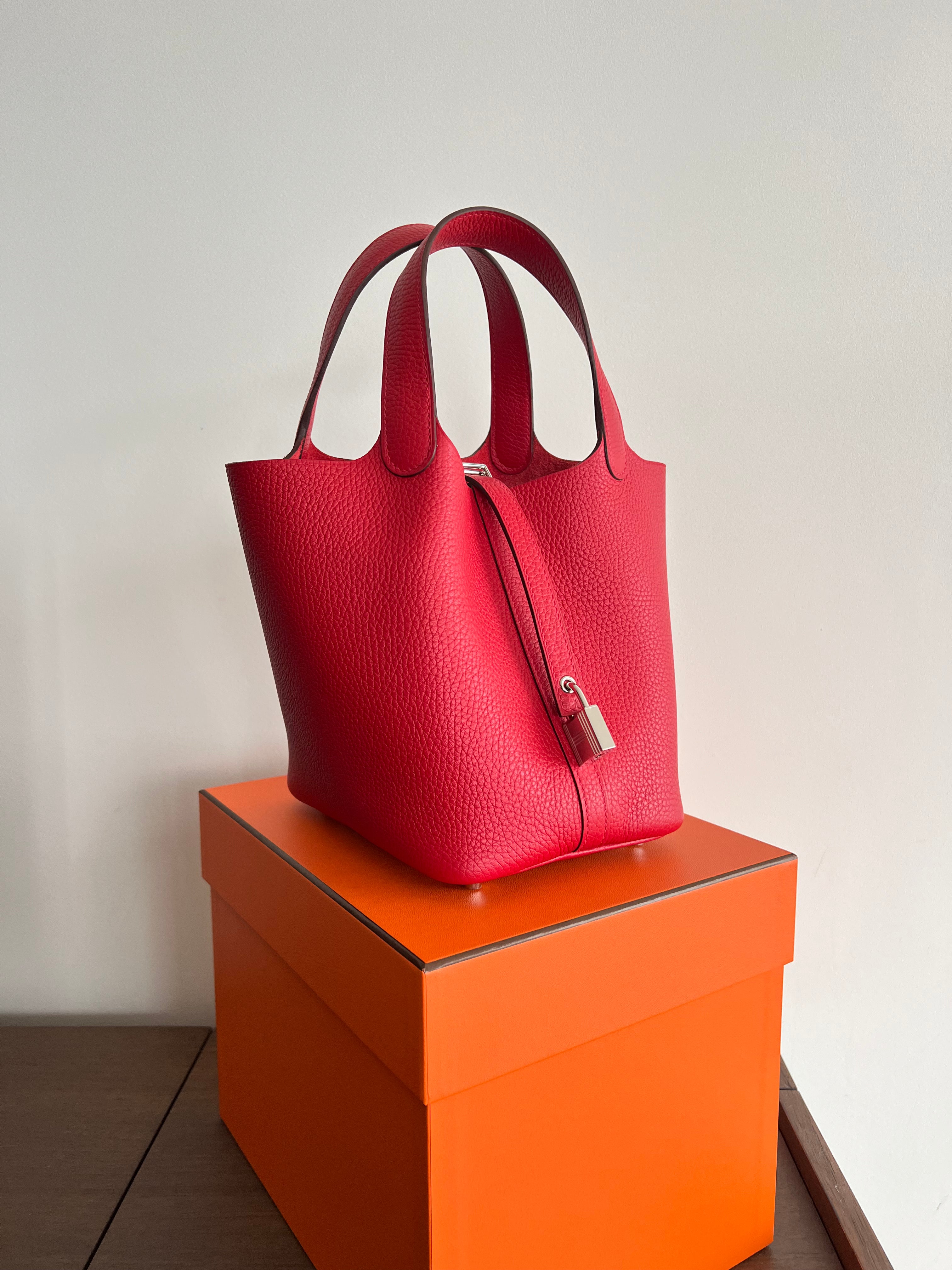 Hermès Picotin 18cm Rouge Casaque, PHW