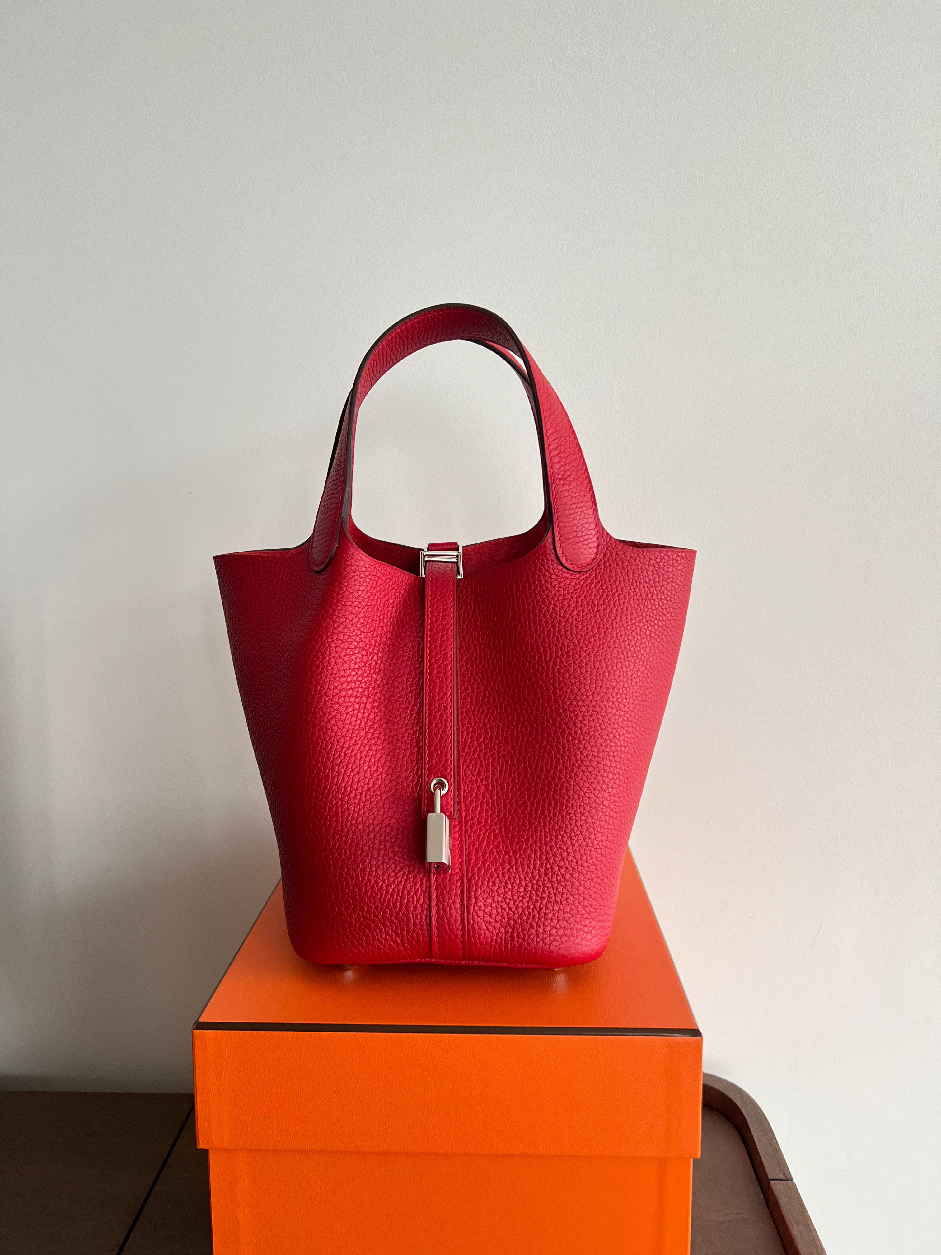 Hermès Picotin 18cm Rouge Casaque, PHW