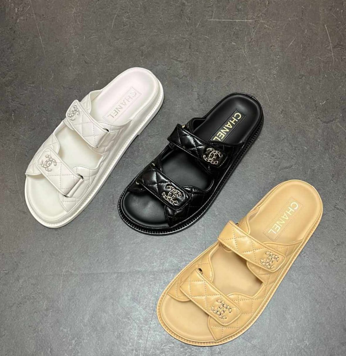 Chanel Leather Backless CC 'Dad' Sandals (White)