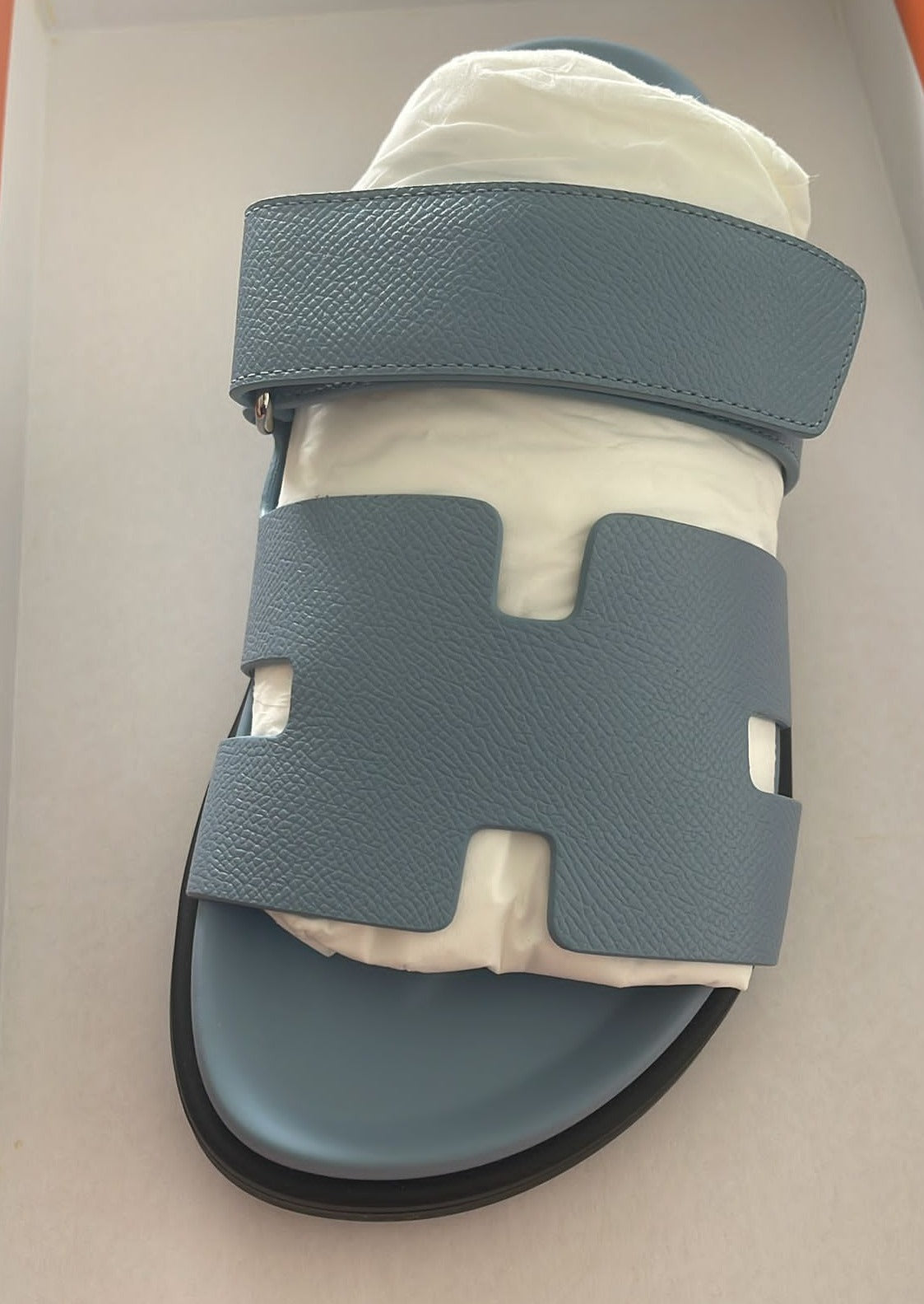 Hermès Chypre Sandals (Bleu Allure)