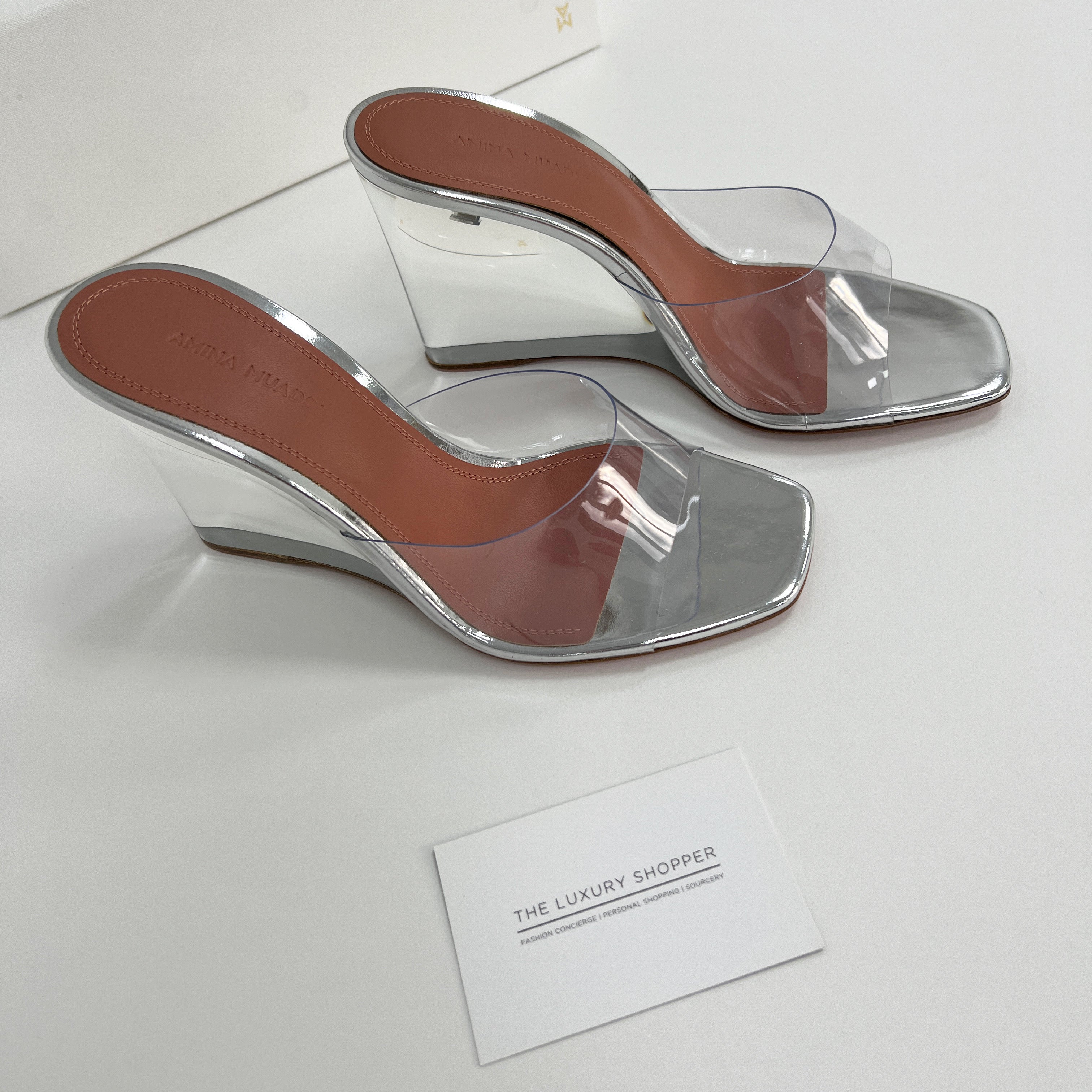 Amina Muaddi Lupita Transparent PVC Wedge