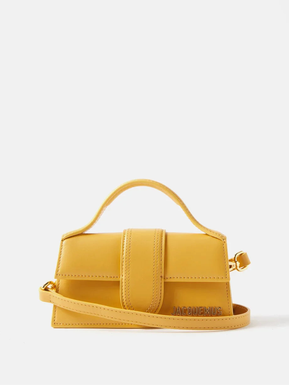Jacquemus Bambino Leather Top-Handle Bag (Yellow)