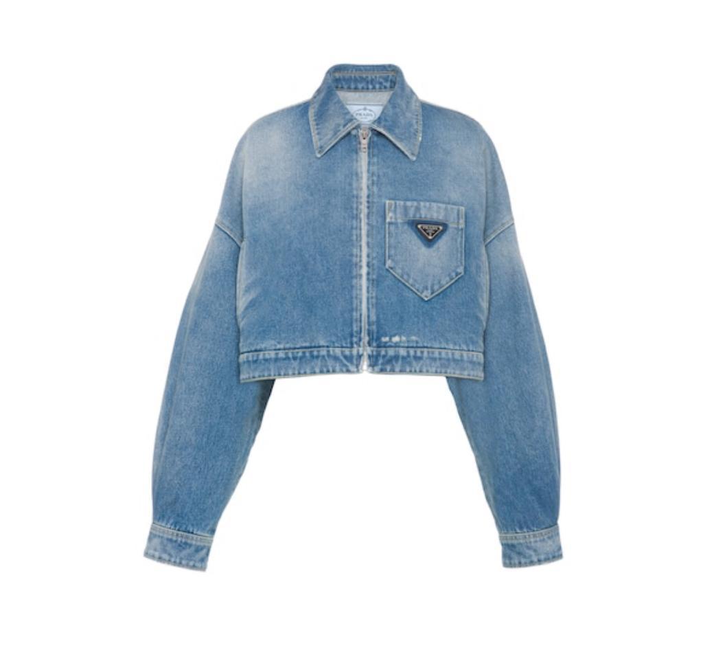 Prada Cropped Organic Denim Jacket