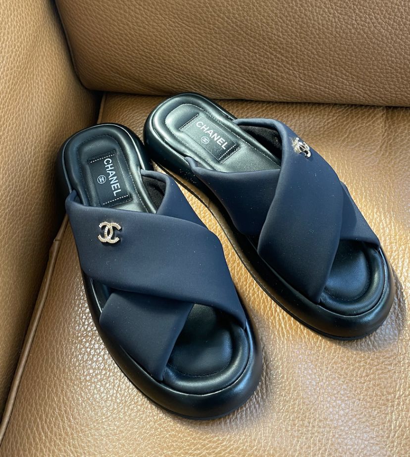 Chanel Crossover Mule Slides (Black)