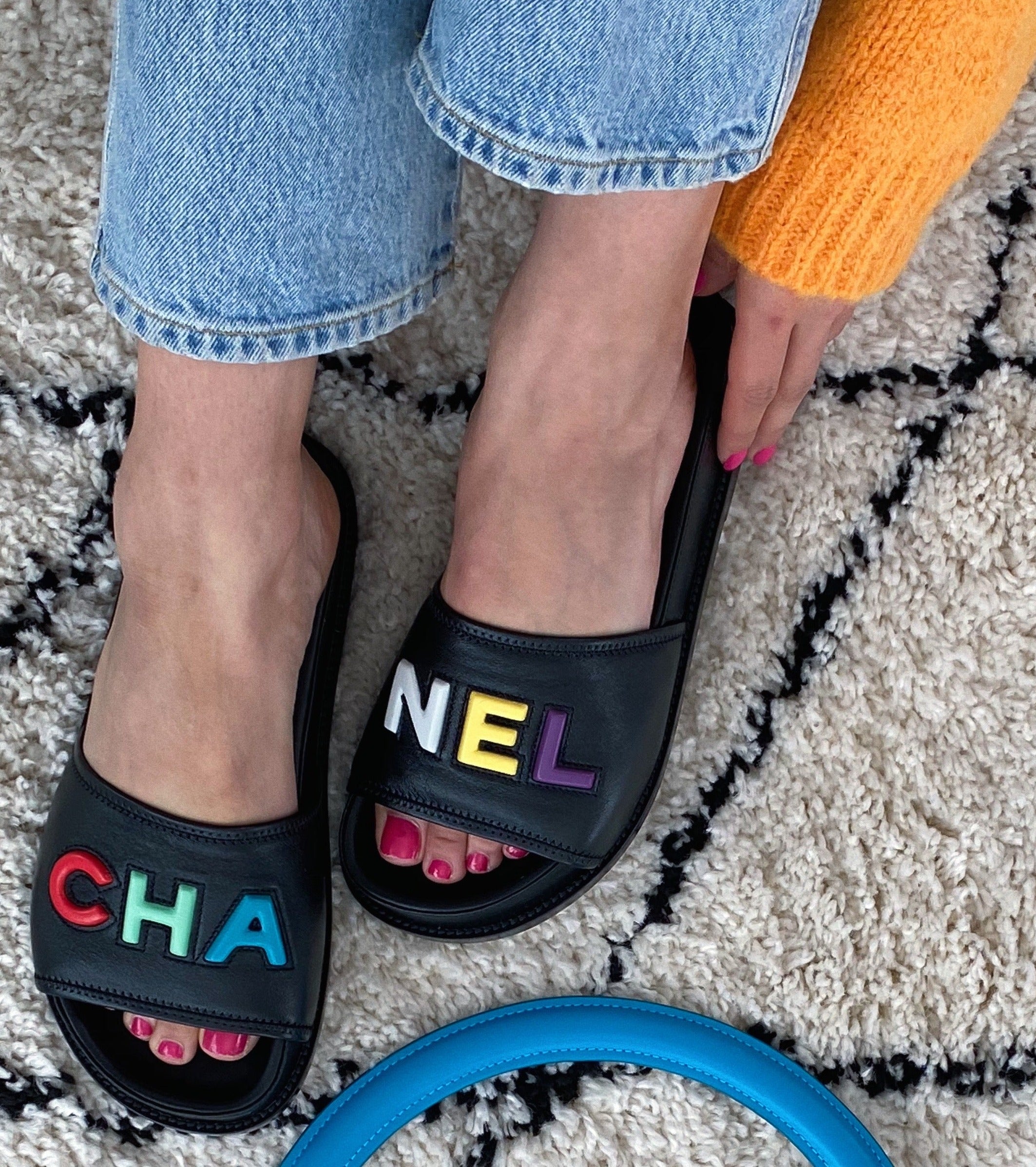 Chanel Lambskin Mule (Black & Multicolour)