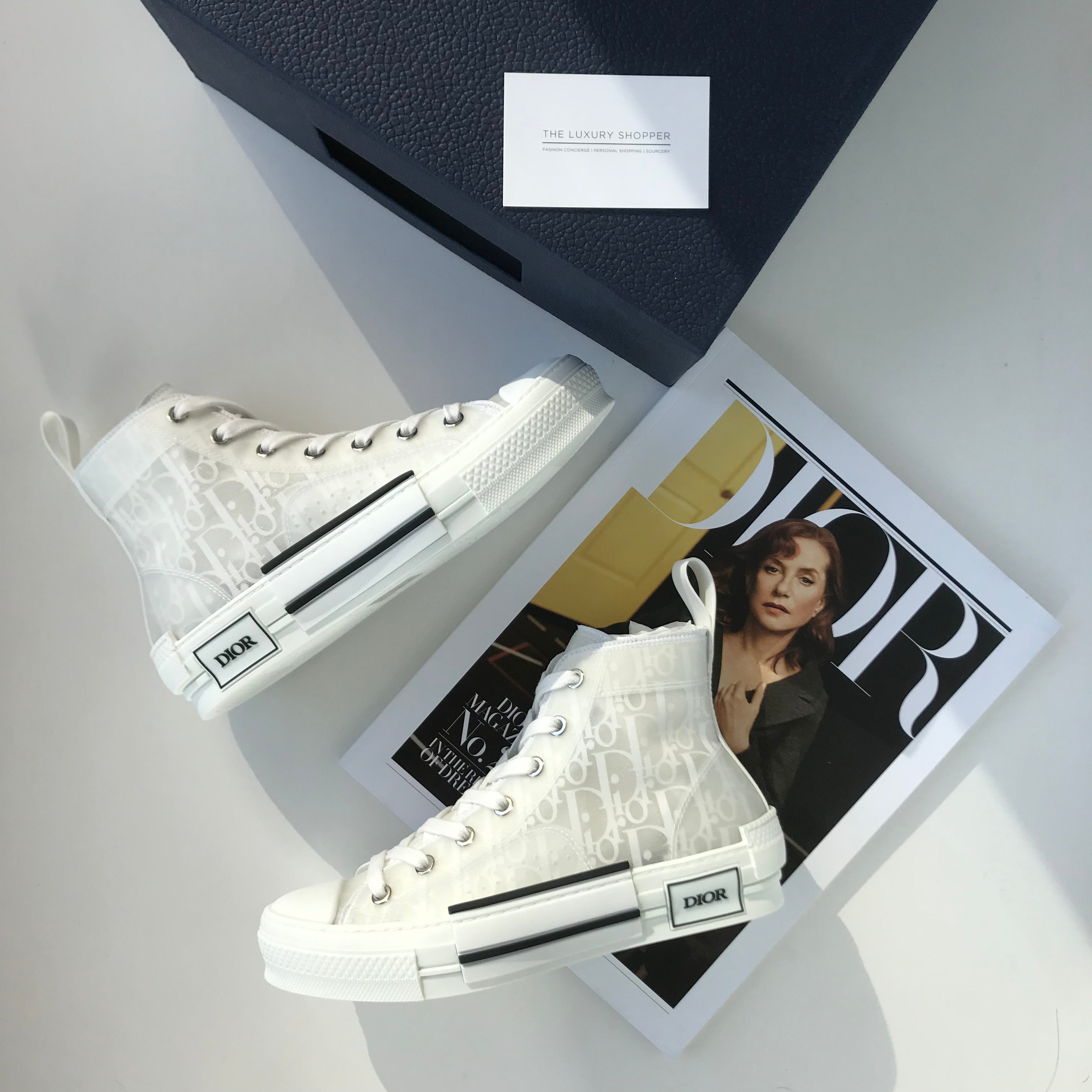 Dior B23 Oblique High Top Sneakers White