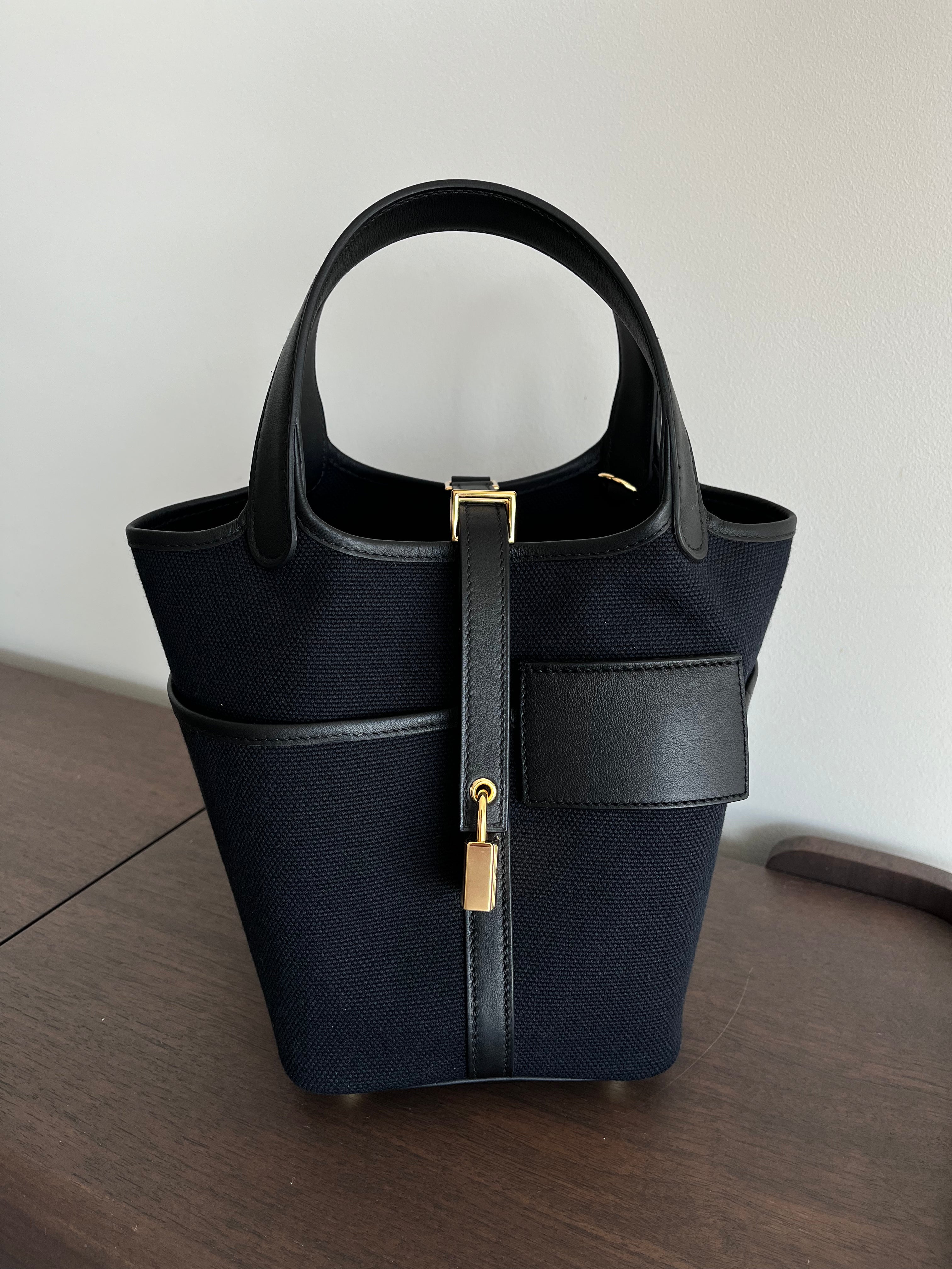 Hermès Picotin Cargo 18cm Black Canvas GHW