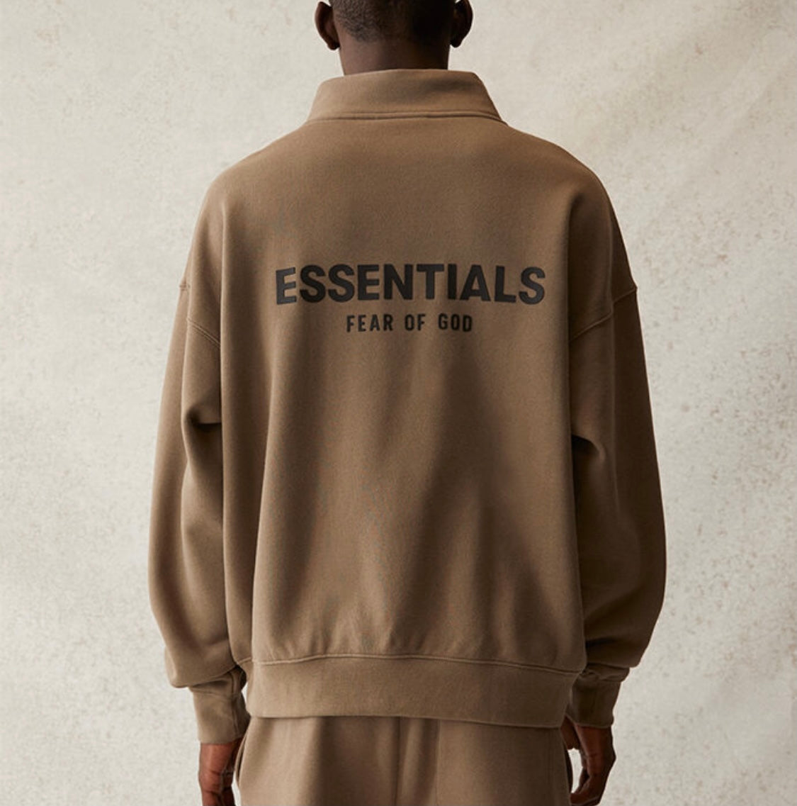 Fear Of God ESSENTIALS Mock Neck Half Zip Sweatshirt Taupe