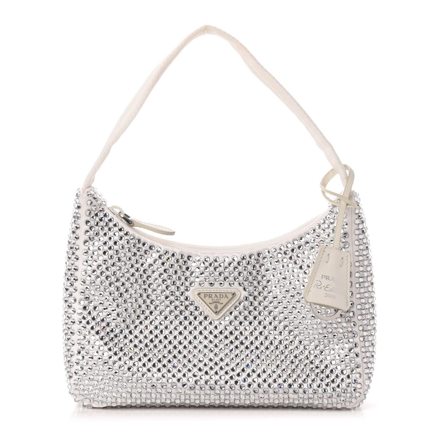 Prada Satin Bag With Crystals (White)