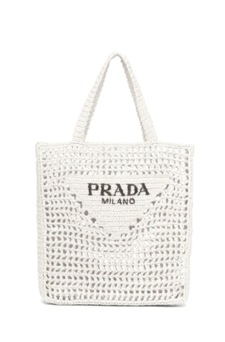 Prada Raffia Tote Bag (White)