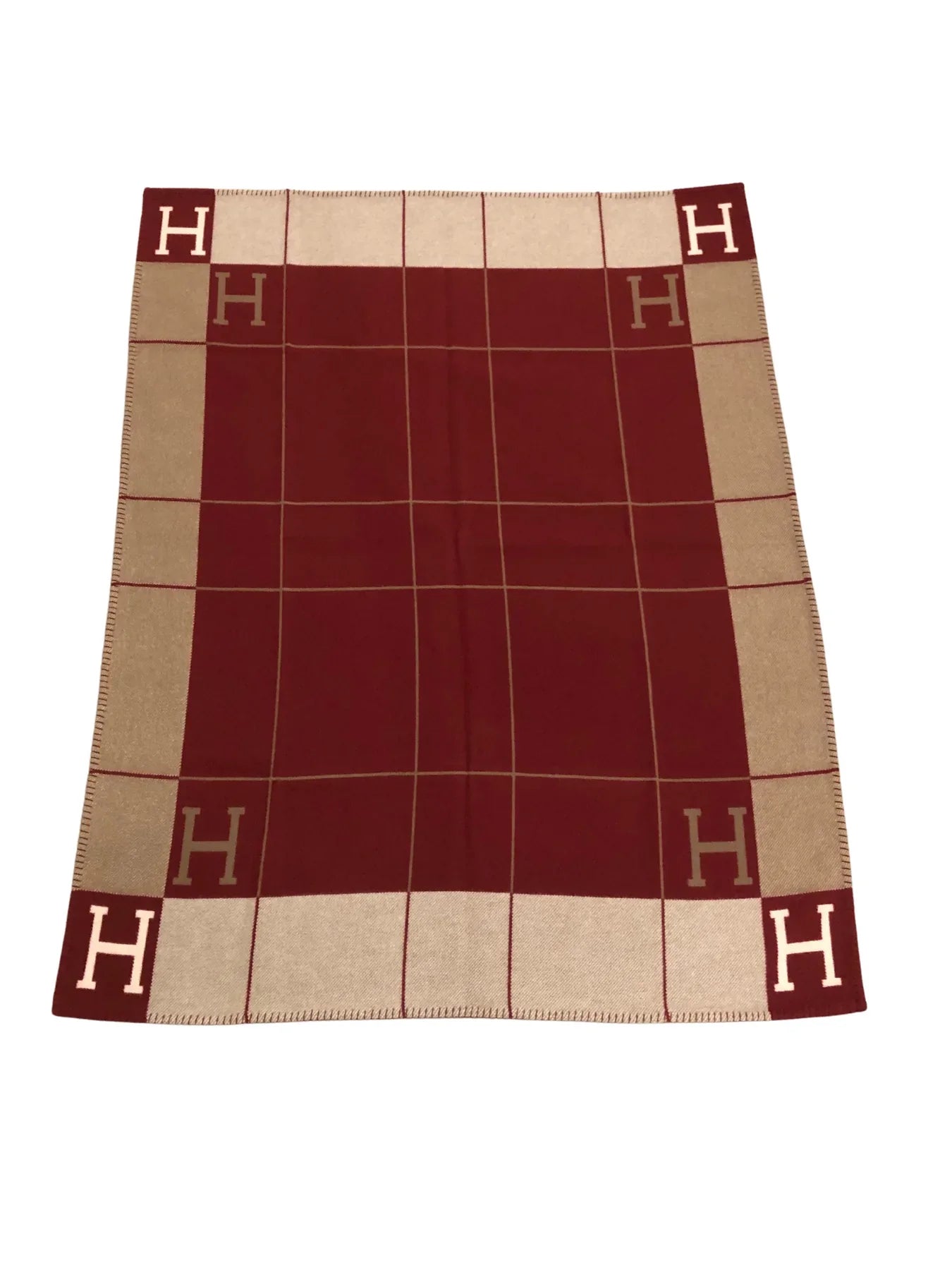 Hermès Avalon III Throw Blanket (Rouge H & Ecru)