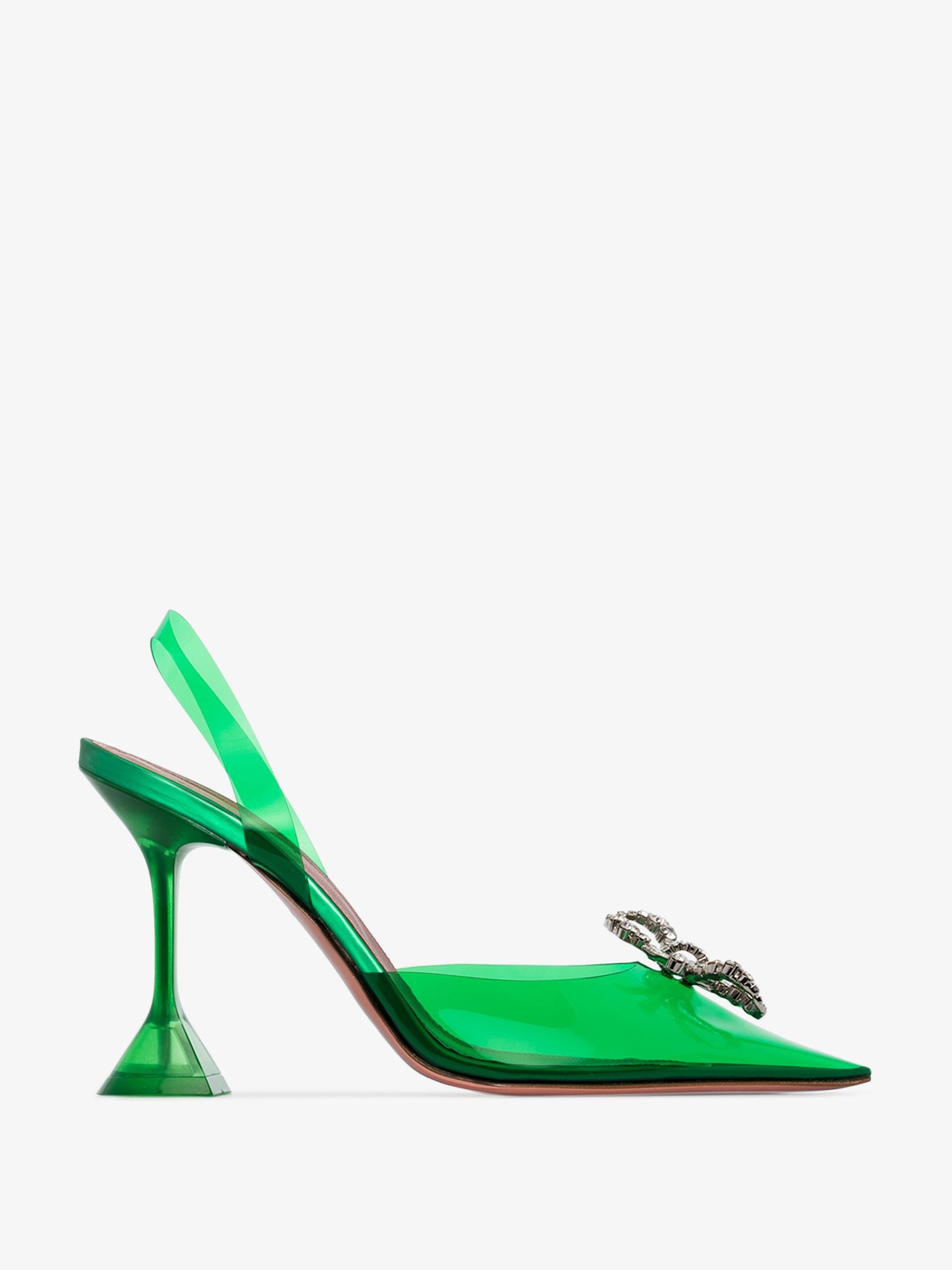 Amina Muaddi Rosie Green PVC Slingback Pumps