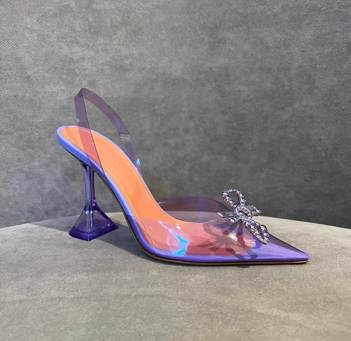 Amina Muaddi Rosie Lilac PVC Slingback Pumps