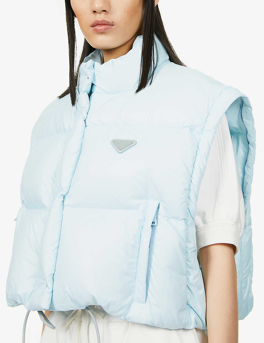 Prada Ciré Cropped Puffer Jacket (Detachable Sleeves)