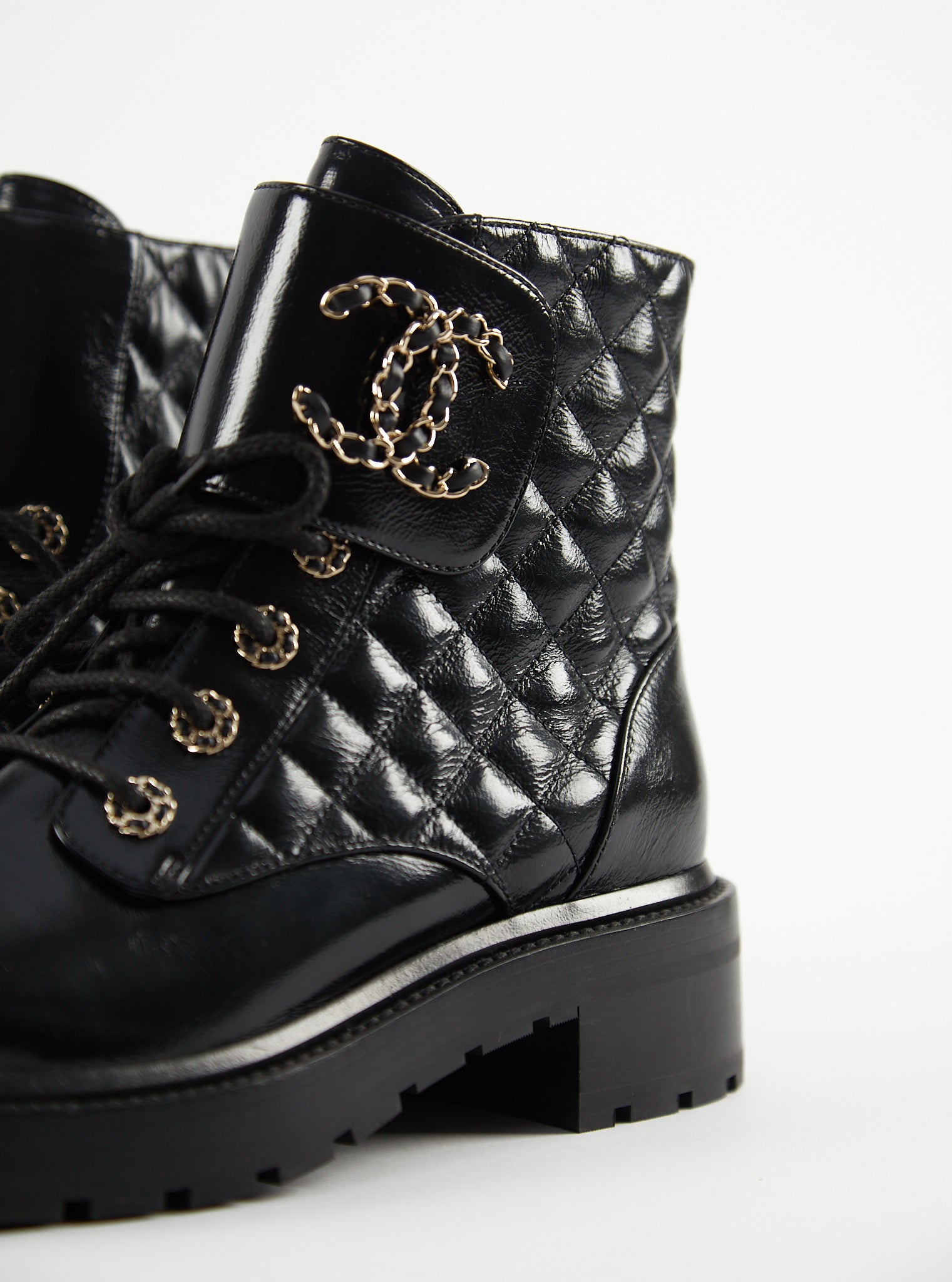 Chanel CC Quilted Leather Boots (Black)