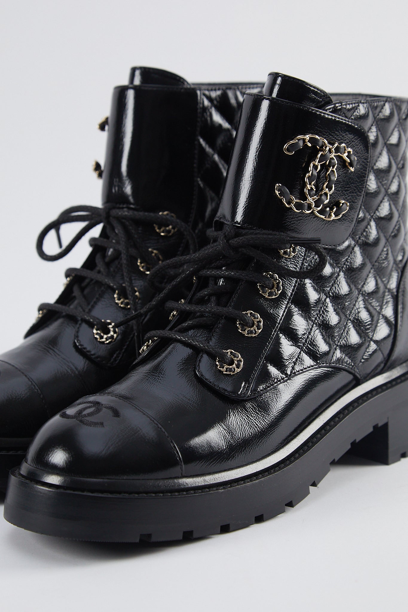 Chanel CC Quilted Leather Boots (Black)