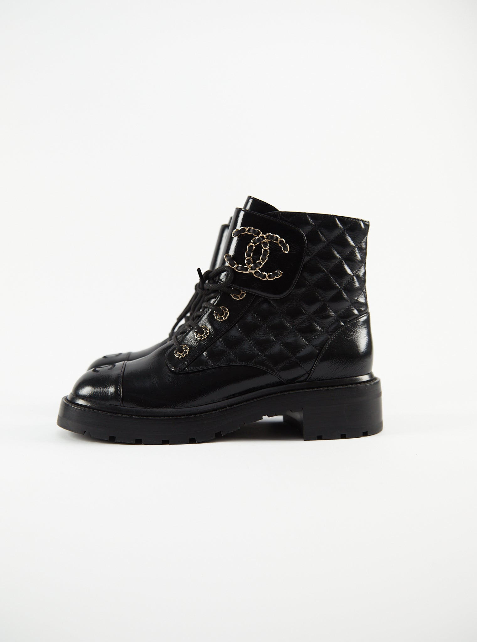 Chanel CC Quilted Leather Boots (Black)