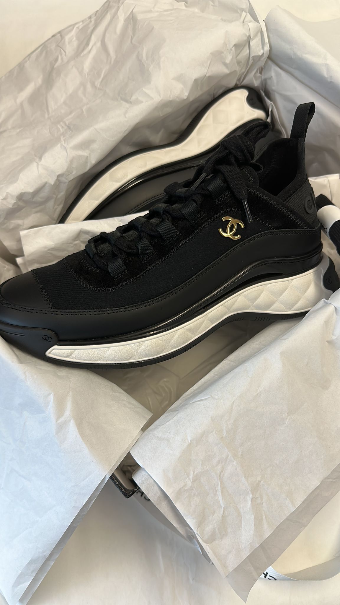 Chanel Velvet & Calfskin Sneaker